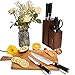 Knife Set, Emojoy Kitchen Knife Set with Wooden Block, 7-Piece German Stainless Steel Cutlery with Scissors
