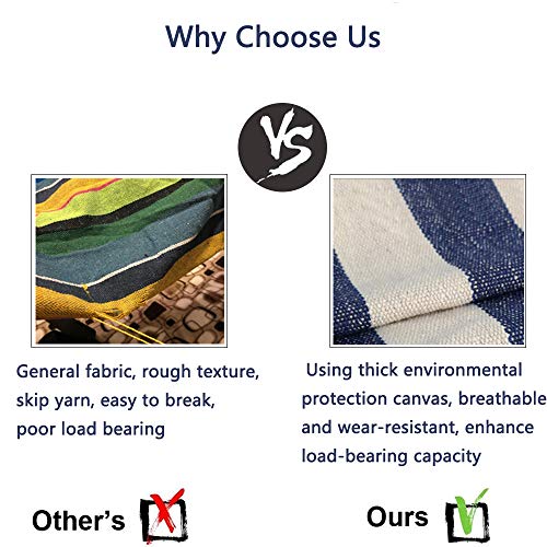 Elife 2-Person Hammock Brazilian-Style Thickened Canvas Double 80x60 inch Support for 550 lbs Bed w/Portable Carrying Bag - Blue