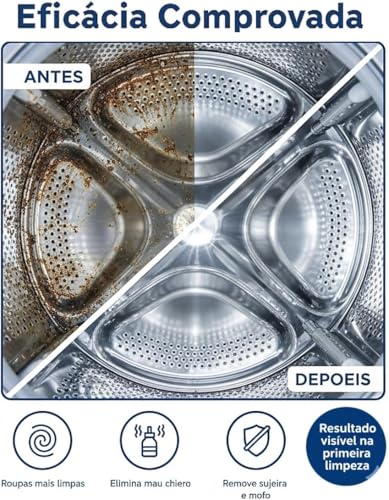 Pastilhas Limpadoras para Máquina de Lavar - Kit com 12 Unidades – Limpeza Profunda, Anticalcário, Elimina Odores, Compatível com Todas as Máquinas - Machine Cleaning Tablets