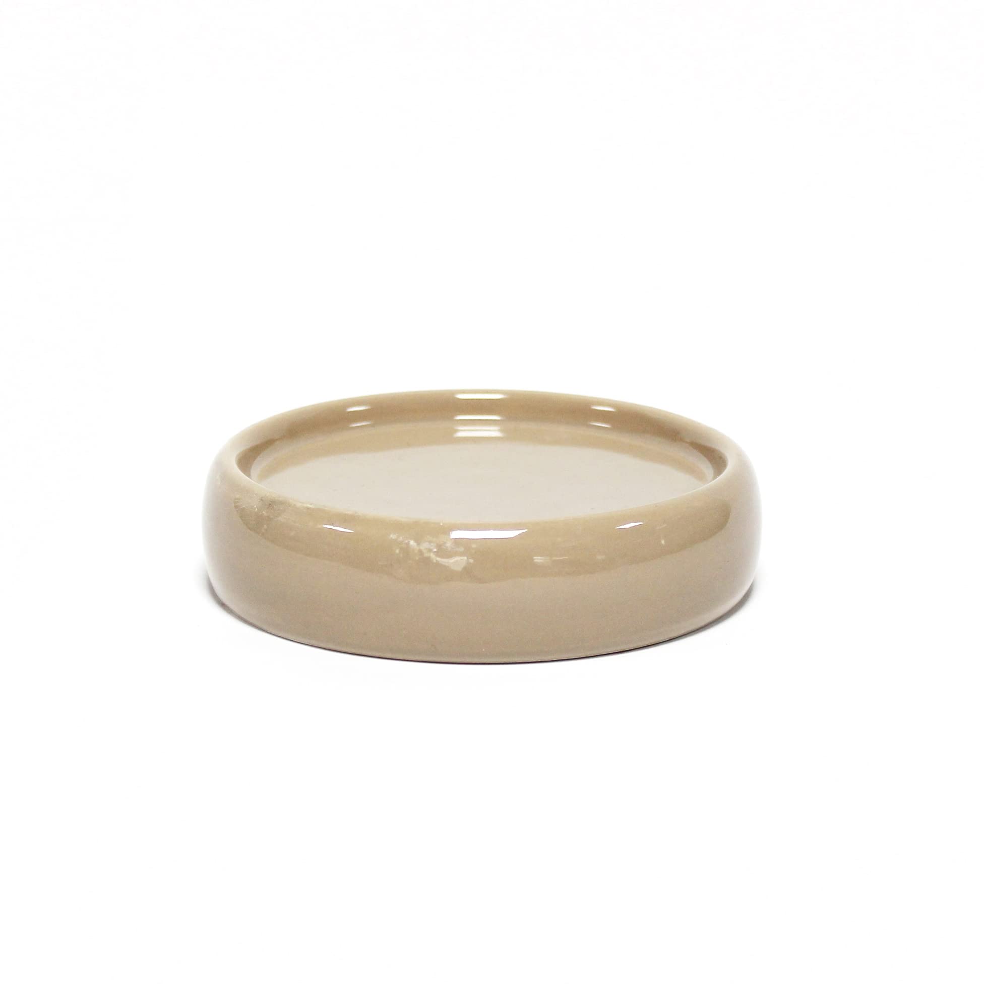 douceur d'intérieur, Soap Dish (Diameter 10 x 3.5 cm) Bullea Taupe, Ceramic