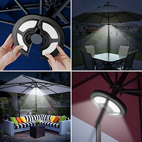 Solar Umbrella Lights Outdoor,AVEKI Patio Umbrella with Solar Lights 36 LED Super Bright Multi-Function Cordless Umbrella Pole Lights for Camping Tent Patio Garden Backyard (Black)
