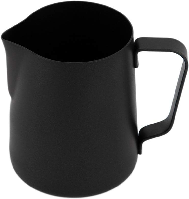 Milk Frothing Pitcher Jug for Latte Art, Stainless Steel Non-stick Teflon Espresso Steaming Pitcher, Coffee Creamer Frothing Cup with Matte Black Finish, 12 oz/350 ml, JADACA