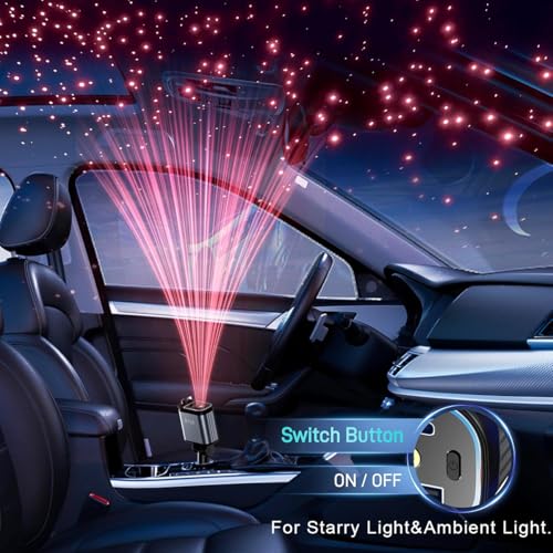 4 in 1 Retractable Car Charger for iPhone,69W USB-C Fast Car Charger with Starry Light, for Car Charger Adapter iPhone16/15/14/13/12,Android,Pixel,Cigarette Lighter Adapter(ForLightning+USB-C)