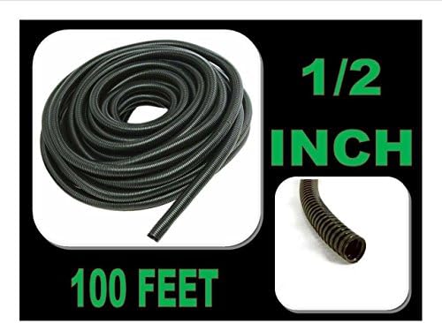 100 FT 1/2" INCH Split Loom Tubing Wire Conduit Hose Cover Auto Home Marine Black (1/2" INCH)