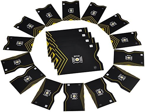 RFID Blocking Sleeves Set of 18 - (14 ID Credit Card Holders & 4 Passport Protectors) Secure Identity Theft Protection Sleeve Fits Wallet and Purse (Pattern 1)