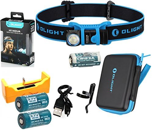 Rechargeable Kit: Olight H1 Nova 500 Lumen LED Headlamp Detachable Compact Flashlight with 2 pack 16340 RCR123A Rechargeable Batteries and LegionArms USB Charger (LED-1: Neutral White)