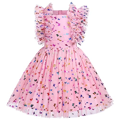 Kids Girls Confetti Birthday Princess Dress Ruffle Sleeve Boho Cake Smash Photo Shoot Outfit 3-10T