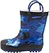 NORTY Rubber Rain Boots for Kids - Waterproof Rubber Boots Boys and Girls Solid & Printed Rainboots for Toddlers and Kids - Camouflage Blue & Black