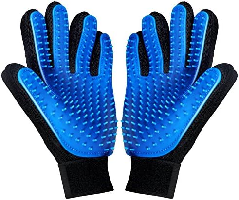 Pet Grooming Glove Left &amp; Right Massage Tool - Gentle Deshedding Brush Glove - Enhanced Five Finger Design - Efficient Pet Hair Remover Mitt - Perfect for Dogs &amp; Cats with Long &amp; Short Fur