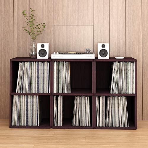 Way Basics Vintage Vinyl Record Cube 2Shelf Storage, Organizer Fits