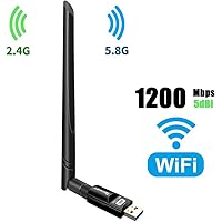 USB Wifi Adapter 1200Mbps TECHKEY USB 3.0 Wifi Dongle 802.11 ac Wireless Network Adapter with Dual Band 2.4GHz/300Mbps+5GHz/866Mbps 5dBi High Gain Antenna for Desktop Windows XP/Vista/7/8/10 Linux Mac