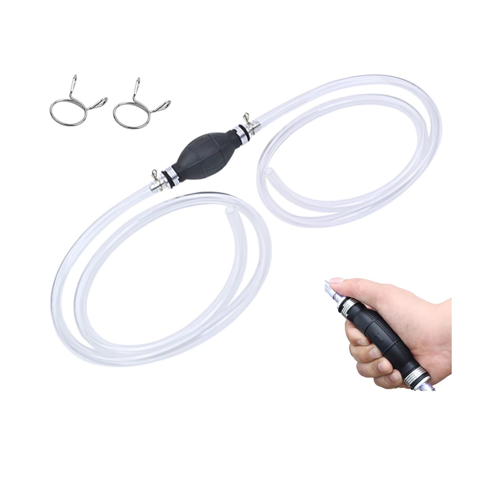 Locisne Water Liquid Transfer Pump,Portable Car Fuel Transfer Manual Hand Siphon Pump for Gas Gasoline Petrol Oil Diesel Liquid Water Fish Tank Solvent with Total 2M Hose