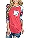 OURS Women's Casual Striped 3/4 Sleeve Pocket T Shirt Color Block Blouses and Tops