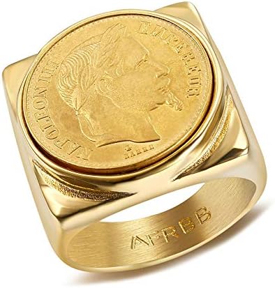 BOBIJOO JEWELRYBague Napoléon carrée Chevalière Homme Acier inoxydable Or Doré Plaqué Diamants Zirconium