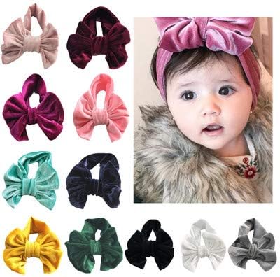High Stretch Headband Cotton Stretch Children's Big Bow Knot Rosette Cute Kawaii Hair Band Gold Velvet Baby Girl Holiday Hair Ring Headwear Hair Accessories - Pink
