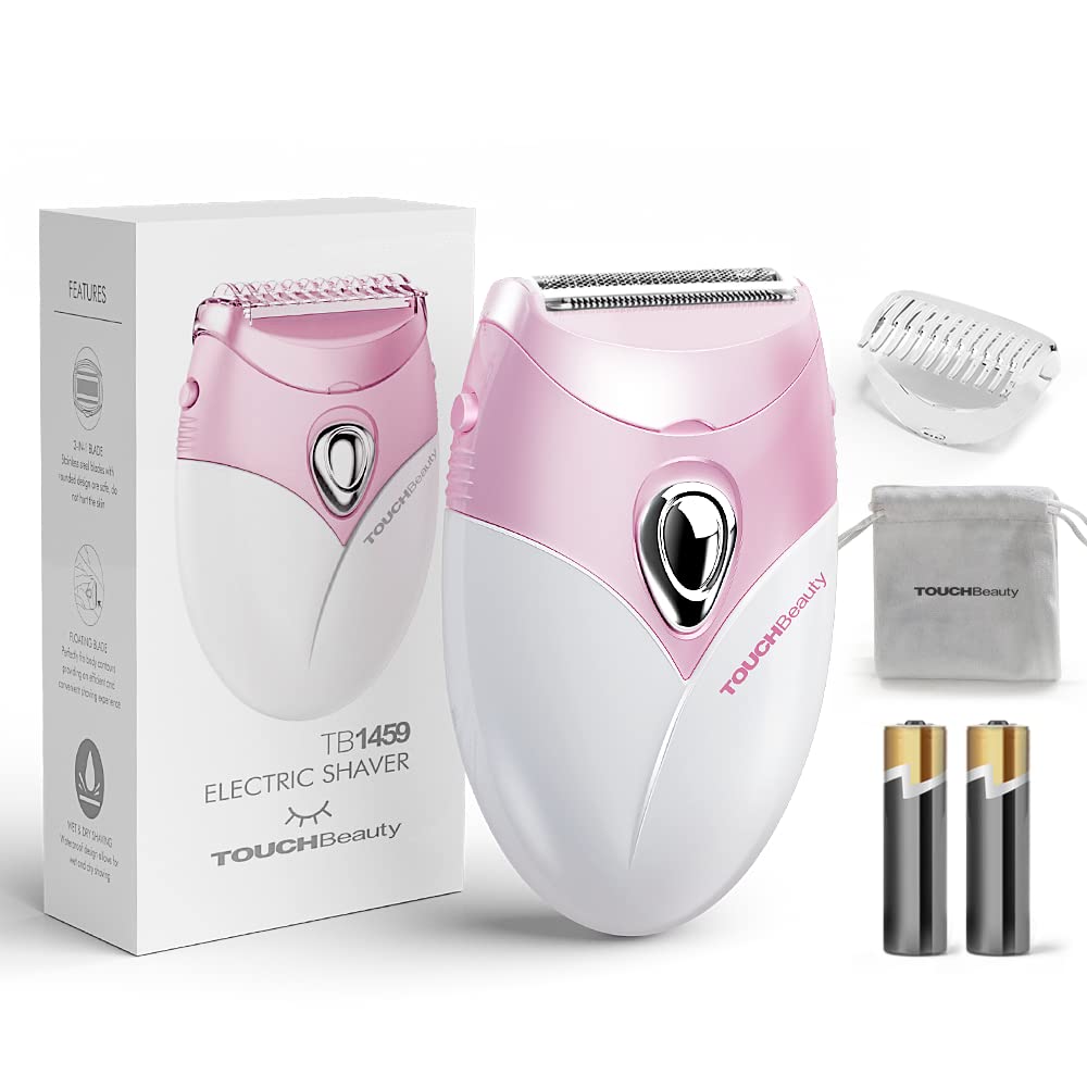 TOUCHBeauty Lady Shavers for Women, Electric Razor for Women & Facial Hair Remover, Painless Bikini Shaver for Pubic Hair, Wet & Dry Electric Shaver for Face, Legs, Underarms & Bikini Line, Pink