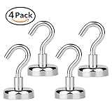 Ninth Five 25lb Magnetic Hooks,Strong Powerful Heavy Duty Neodymium Magnet Hook - Best for Your Refrigerator and Other Magnetic Surfaces(4 Pack)