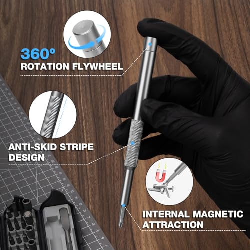 SHALL 127-pièces Kit Tournevis de Précision，Mini-détacheur électrique-Set, avec détacheurs électriques et manuels au style pin pour ordinateurs portables, iPhones, lunettes et électronique