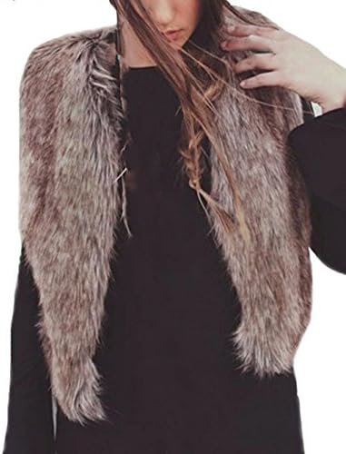OVERMAL Lady Faux Fur Vest Waistcoat Long Hair Winter Warm Coat Outwear (ASIA M)