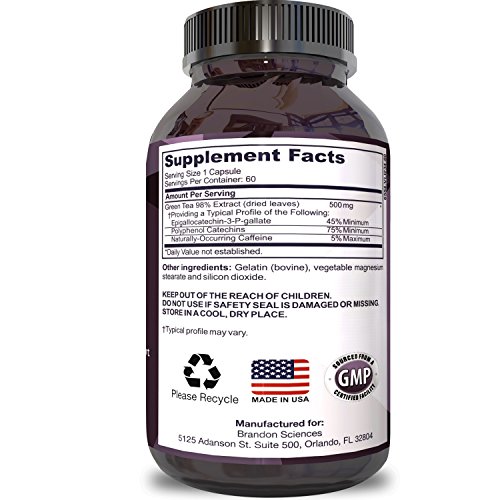 Best Pure Green Tea Extract Capsules 500 mg Fat Burner Pills with