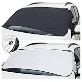 CARTMAN Windshield Sun/Snow Shade 59" x 27.5" (Size Good for Car, Sedan), Keep Your Vehicle Cool, 1 Side Black Snow Shade/ 1side Silver for Sunshine, 1PK