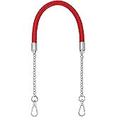 uxcell PU Leather Chain Purse Strap, 24.4 Inch Braided Purse Handle Replacement for Handbags Underarm Bag Tote (Red, Silver Buckle)