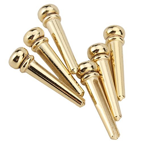 JVSISM 6PCS Guitar Brass Bridge Pins Saddle Nut Replacement Parts for Acoustic Guitar - Thumbnail 4