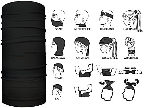 13-in-1 Multifunctional Headwear: Sports Headband for Men and Women, Comfortable and Versatile Bandanna, Warm Seamless Protective Scarf - Neck Gaiter, Face Mask, Mask (Onyx Black)