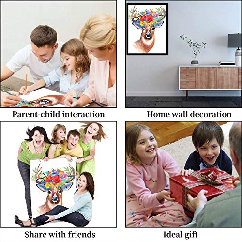 5D Diamond Painting Kits by Numbers for Adults Kids and Beginners Deer Diamond Wall Art Kit with Accessories Crystal Rhinestone Gem Painting Kits for Relaxation and Home Wall Decor 13.8x17.7In