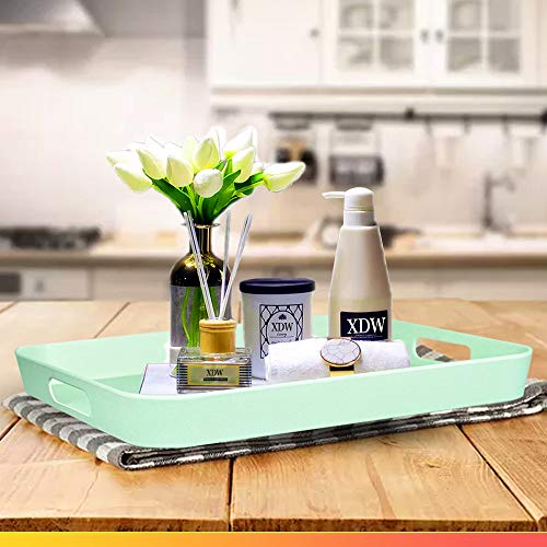Serving Tray, XDW-GIFTS Bamboo Fiber Melamine Serving Trays with Handle Premium Modern Plastic Food and Drink Tray for Parties Coffee Table Home Storage Pack of 3