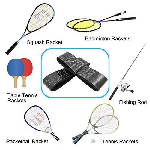 QY 2Pack Widened Perforated Super Absorbent Tennis Racket Overgrip Anti Slip Badminton Racket Tape Wrap Table Tennis Racket Tape, Classy Black Color