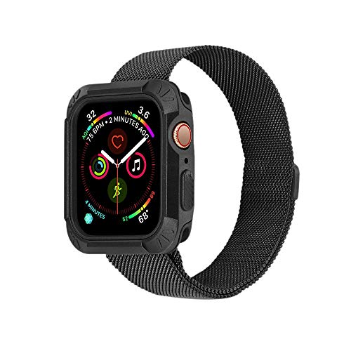 Soft Ultra Thin Cases Cover,Saying For Apple Watch/iWatch Series 4 44mm Cases Protective Soft TPU+PC Silicone Protection Case Replace organizer (Black)