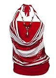 eVogues Plus size Red Glitter print Necklace accented O-ring strap top