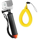 Harwerrel Waterproof Floating Hand Grip for GoPro Hero Session Black Silver Hero 10 9 8 7 6 5 4 3 3+ 2 1 SJ4000 SJ5000 Action Cameras with Camera Float Strap