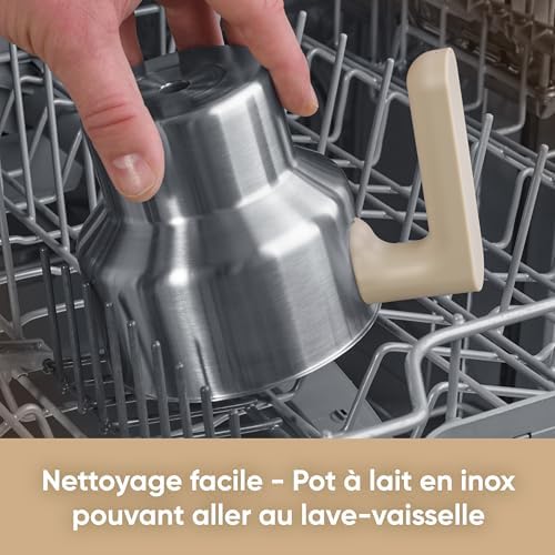 Émulsionneur de lait SPUMA LITE, Mousseur de lait à induction, Mousseur à lait électrique 500 W, Chocolatière 400 ml, Inox/Beige, SM 3589