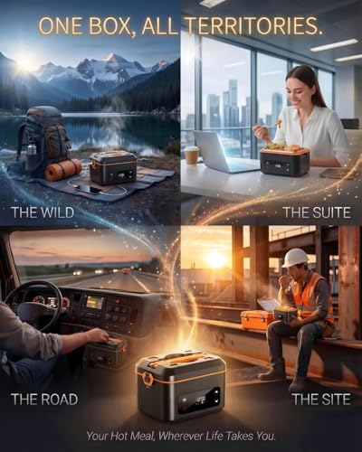 RUDAP Cordless Electric Lunch Box, 24000mAh Rechargeable 1.2L Portable Food Warmer with 5 Heating Modes, Auto Temperature Control, Heated Lunch Box – Perfect for Truck, Office, or Outdoor Worksite