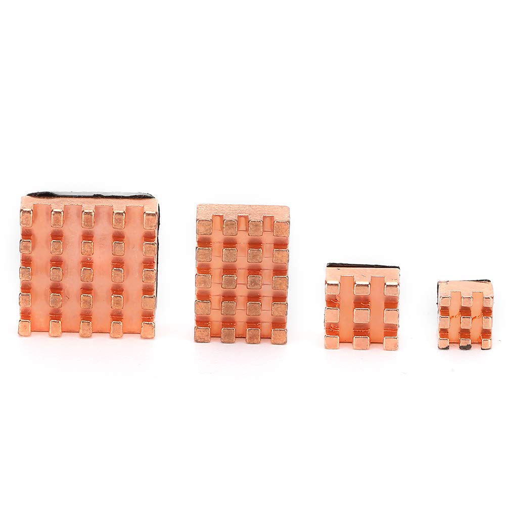 4 PCS Pure Coper Heatsink, Surface Cutting Polyhedron Cooling Heat Sink Accessory for Raspberry Pi 4B 1G 2G 4G, 4 Different Sizes VGA RAM Heatsinks Cooler
