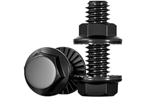 Hmevsafinect 10 Set M6-1.0 x 20mm Flanged Hex Head Bolts and Nuts,External Flange Hex Drive Screws,Class 10.9 Black Zinc Plat