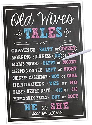 Katie Doodle Baby Gender Reveal Party Supplies Decorations Games Kit For Boy Or Girl Shower Includes Old Wives Tales 11X17 Poster And Earasable Marker (Gr001) Blackbluepink