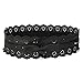 Women's Fux Leather Lace Wide Bowknot Buckle Bow Waist Belts Waistband (Black)