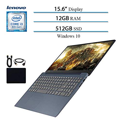 2019 IdeaPad 330 15.6″ Laptop Computer, 8th Gen Intel Core i3-8130U Up to 3.4GHz (Beat i5-7200U), 12GB RAM, 512GB SSD, Wi-Fi, Bluetooth, Webcam, HDMI, Windows 10 (Blue) w/Accessories