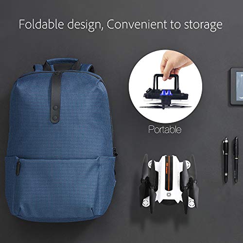 HAOXIN F22G FPV RC Quadcopter with Foldable Drone with HD Camera Optical Flow,720P 2MP Camera Long Range Outdoor Helicopter Easy to Fly Drone Route Planning, Long Life Battery for Adaults.