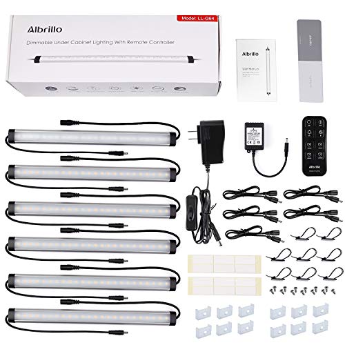 LED Under Counter Lighting Fixtures Remote - Albrillo Daylight White 5000K 12 Inch Light Bars, 24W 1800 Lumen Super Bright Strips for Cabinet Kitchen
