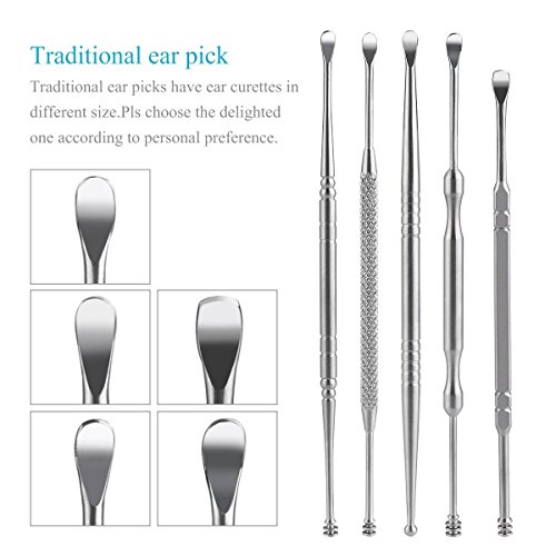 Ear Wax Remover, SaikerMan 6 Pack Stainless Steel Earwax Removal Cleaner Kit with Storage Box - E3