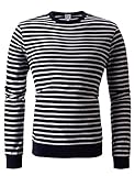 REGNA X Basic Men's Long Sleeve Crew Round Neck Stripe T-shirt
