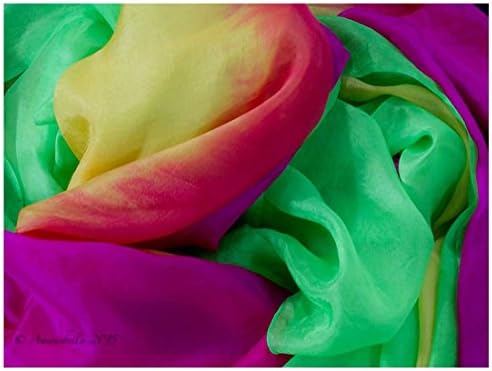 "Starburst" Belly Dance Silk Veil for Belly Dancers - Standard Size, 108" L x 45" W