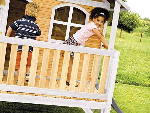 Beauty.Scouts Holzspielhaus Vegard mit Veranda + Leiter + Rutsche 212x349x233cm aus Holz in weiß braun aus Holz… – Bild 4
