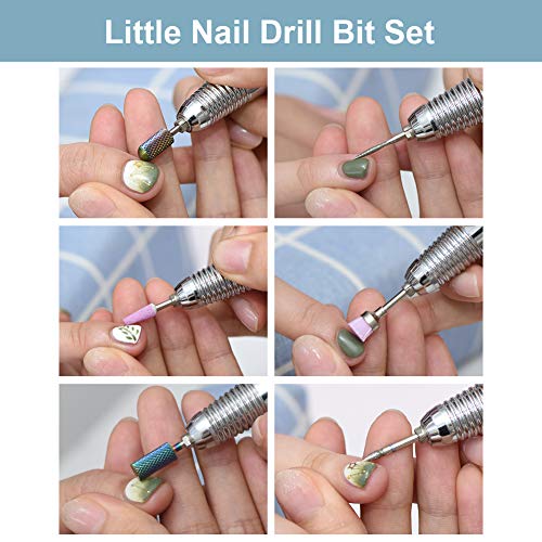 Bulex 7pcs Nail Drill Bits for Acrylic Nails, Professional Tungsten Carbide 3/32 Little Nail Drill Bit Set for Gel Nails Cuticles - Thumbnail 2
