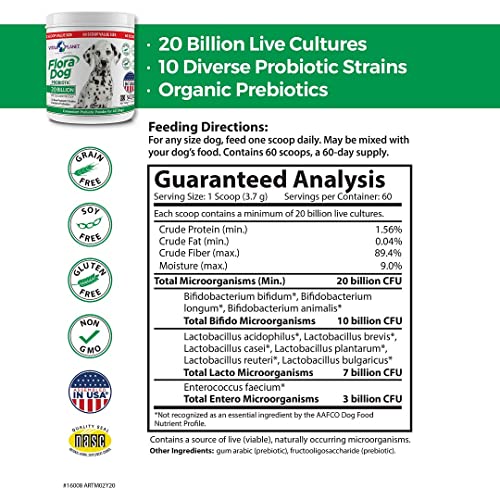 Vital Flora Dog Powder Probiotic Supplement with 20 Billion