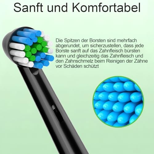 16 stück Aufsteckbürsten Kompatibel mit Braun Oral B Zahnbürste, Schwarz